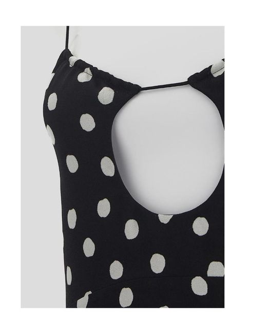 Saint Laurent Black Polka Dot Printed Slip Dress