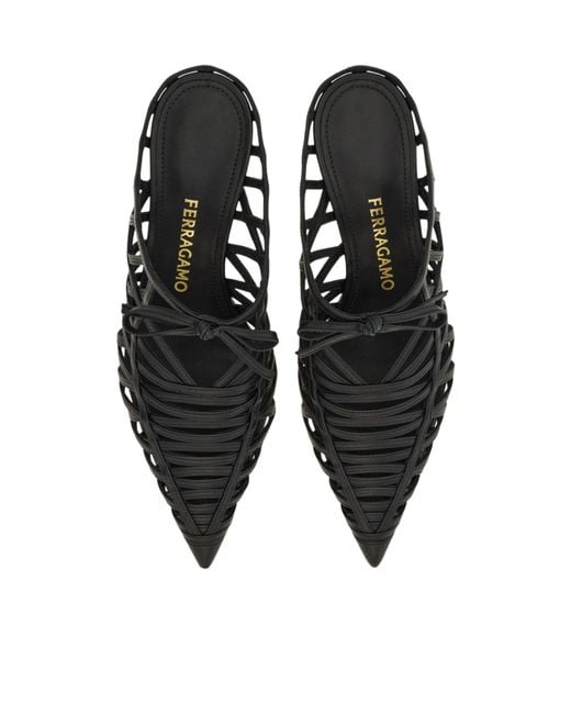 Ferragamo Black S-Shaped Heel Mule