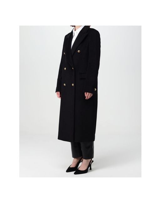 Tagliatore Black Belted-Waist Double-Breasted Coat