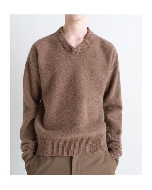 Lemaire Brown V-Neck Wool Sweater for men