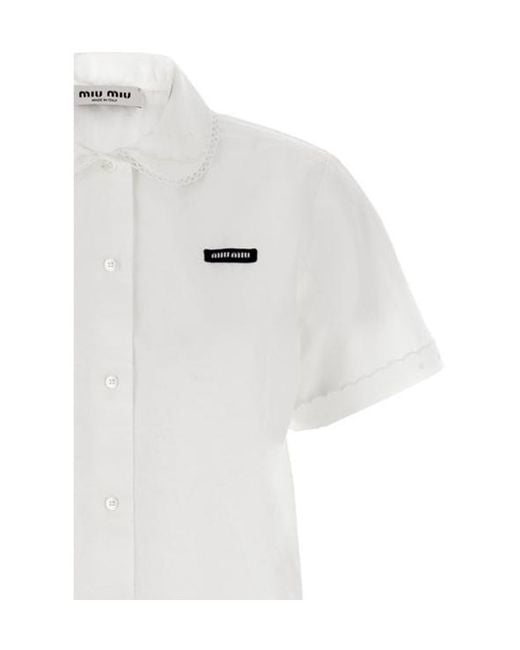 Miu Miu White Short-Sleeved Button-Up Shirt