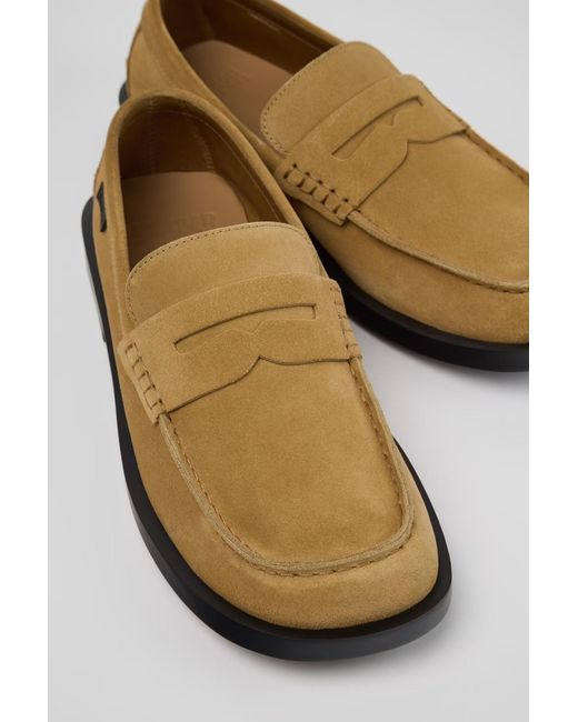 Camper Brown Don Suede Leather Loafers for men
