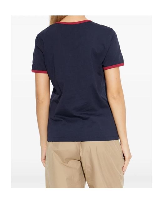 Moncler Blue Embroidered Logo Crewneck T-Shirt