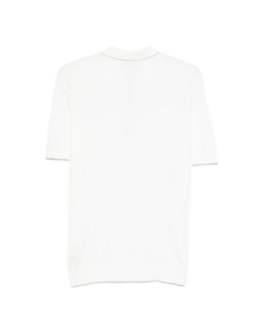 Eleventy White Half-Zip Polo Shirt for men