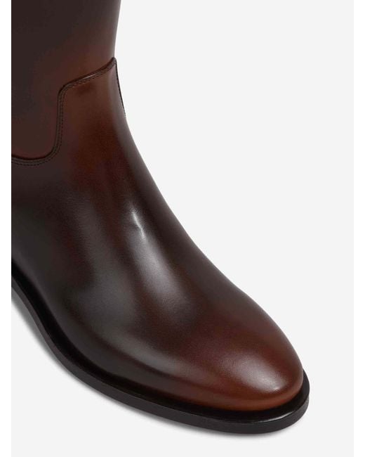 Santoni Brown Round Toe Hermione Boots