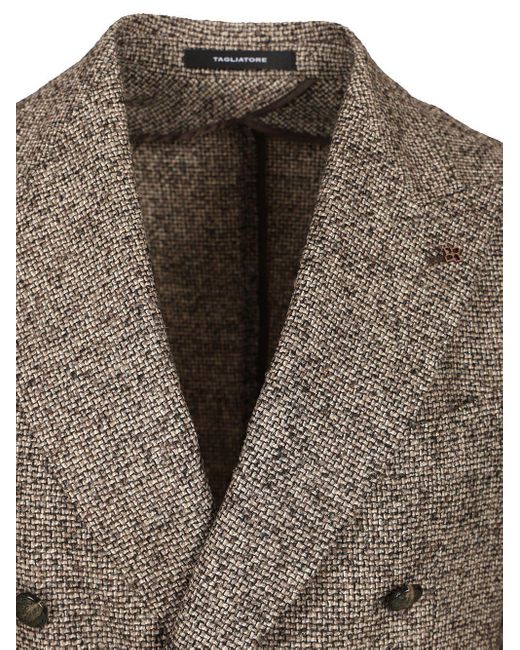 Tagliatore Brown Double-Breasted Jacket for men