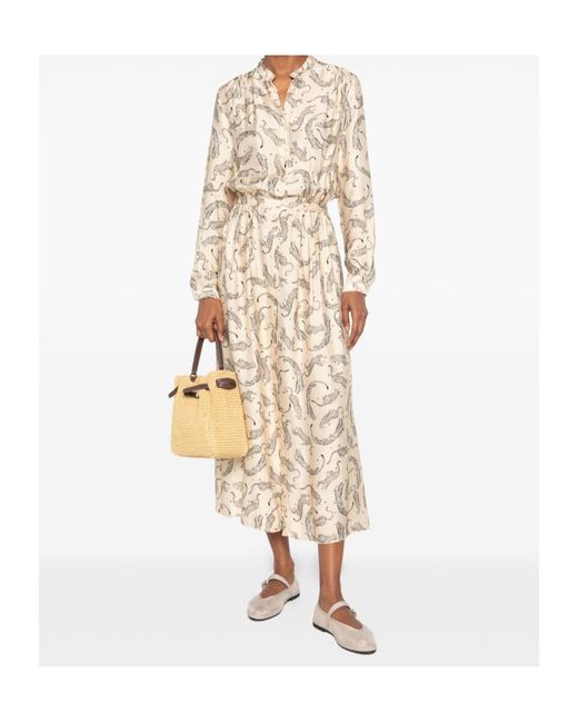 Forte_forte Natural Leopard-Print Midi Dress
