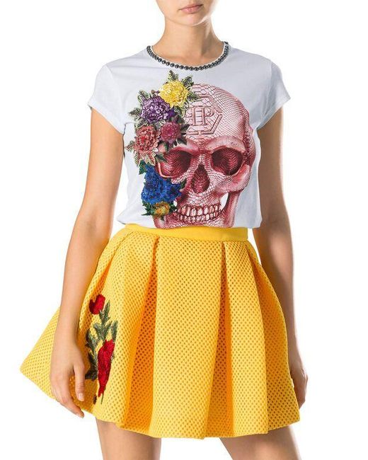 Philipp Plein White Skull Printed T-Shirt