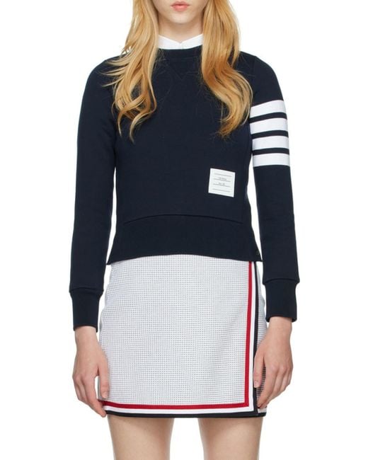 Thom Browne Blue Classic Loopback 4-Bar Sweatshirt