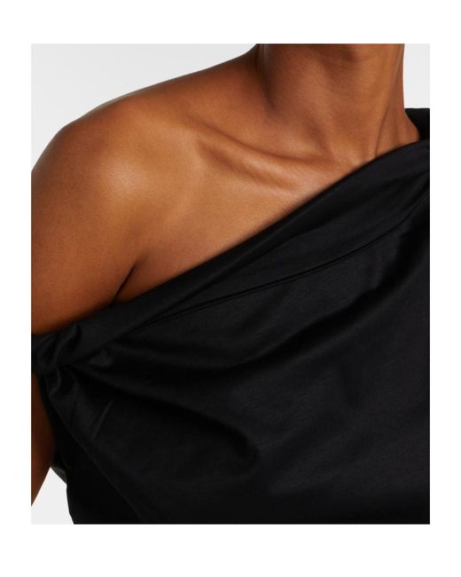 Rohe Black One-Shoulder Cotton-Blend Top