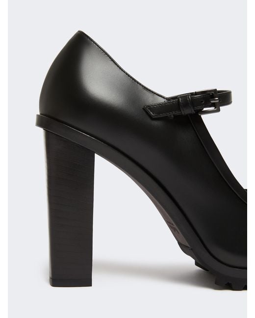 Max Mara Black Mary Buckle-Strap Block Heel Pumps