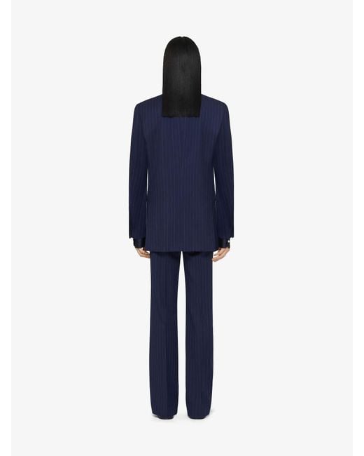 Givenchy Blue Slim Fit Striped Tailored Pants for men