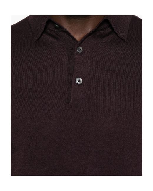 Lardini Purple Half-Button Long Sleeved Polo Shirt for men