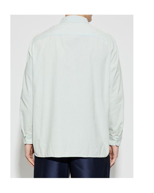 KENZO White Embroidered Button-Up Shirt for men