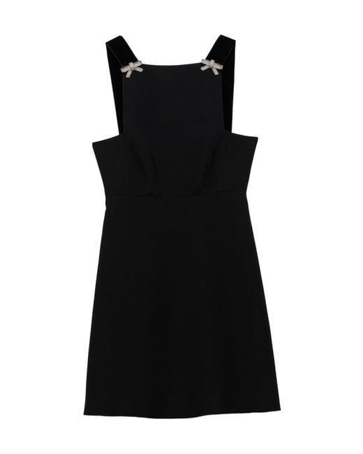 Prada Black Bow Detailed Cady Mini Dress