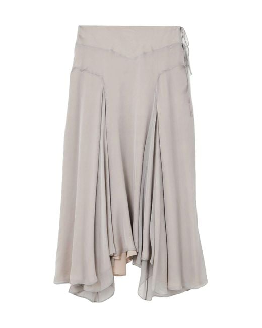 Kallmeyer Gray Pleated Silk-Chiffon Skirt