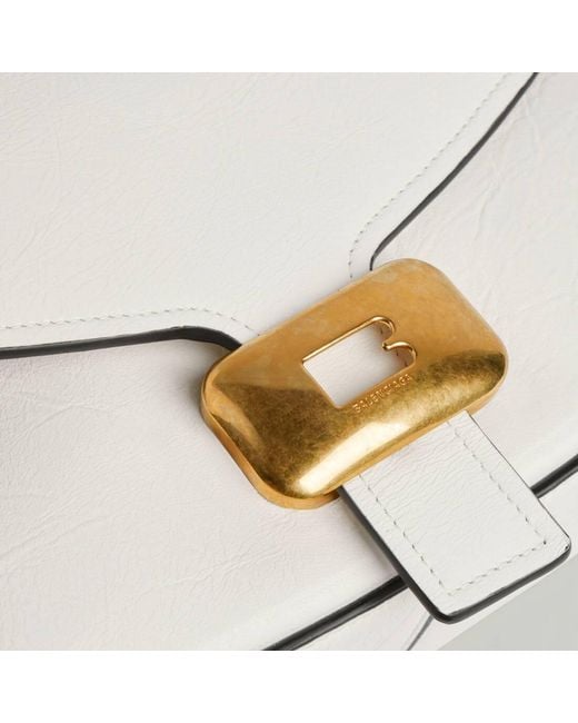 Balenciaga White Clicca Medium Shoulder Bag