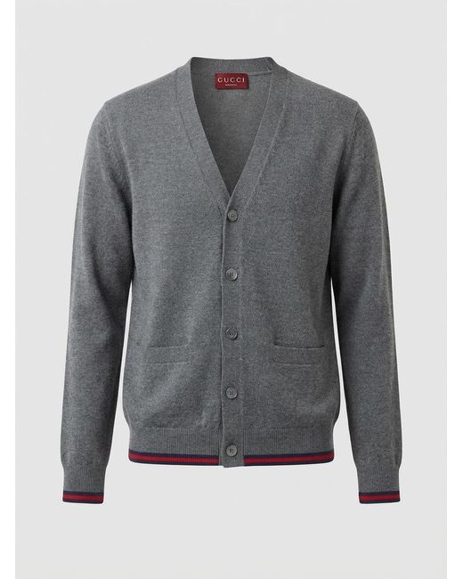 Gucci Gray Button-Up Knit Cardigan for men