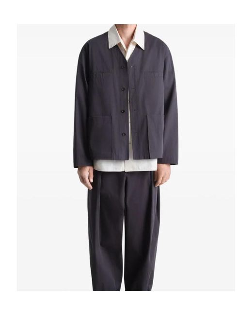 Lemaire Blue Collarless Overshirt for men
