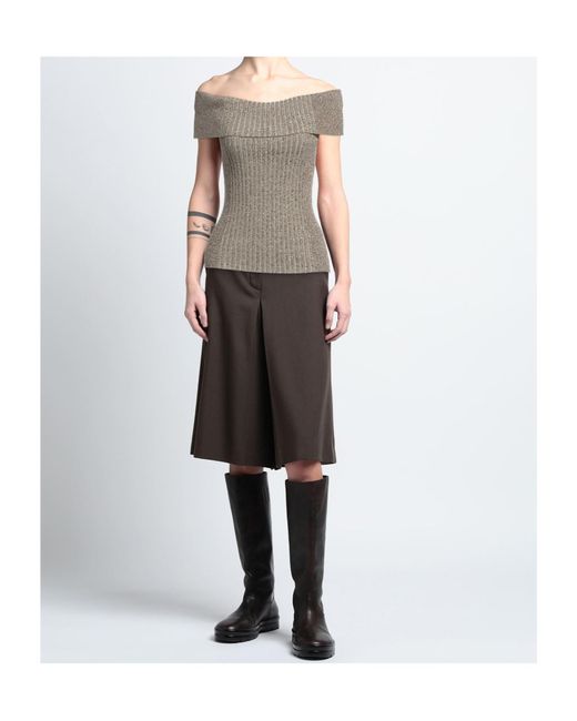 Ganni Gray Knitted Off-Shoulder Top