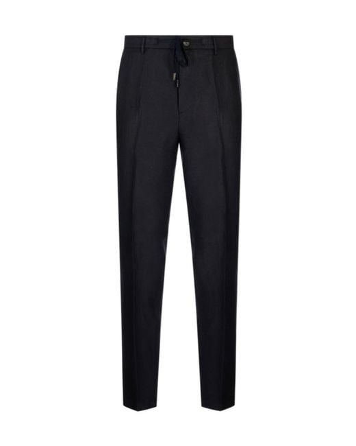 Peserico Blue Drawstring Tailored Trousers for men
