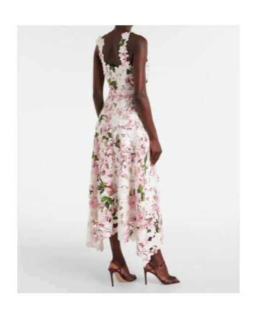 Oscar de la Renta White Floral Lace Cocktail Dress