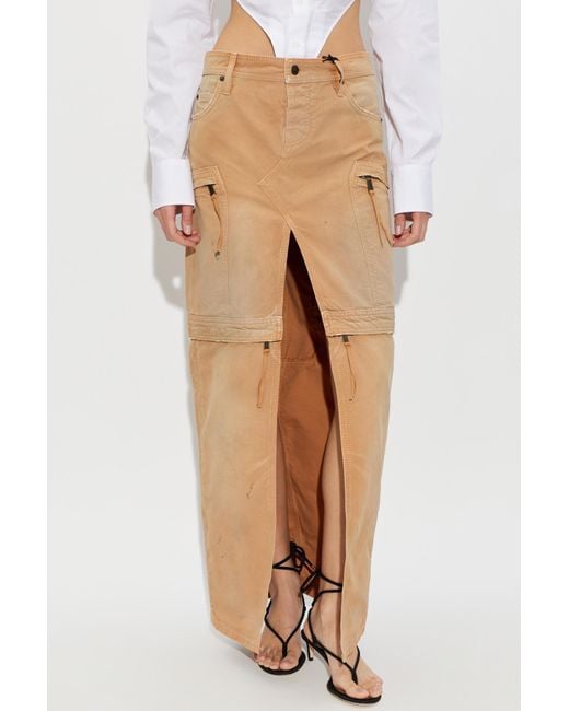 DSquared² Natural Slit-Detailed Cargo Skirt