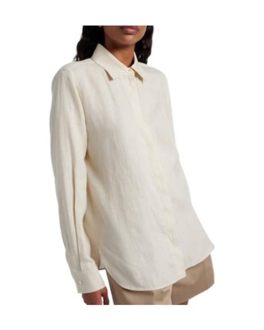 Max Mara White Linen Long-Sleeved Shirt