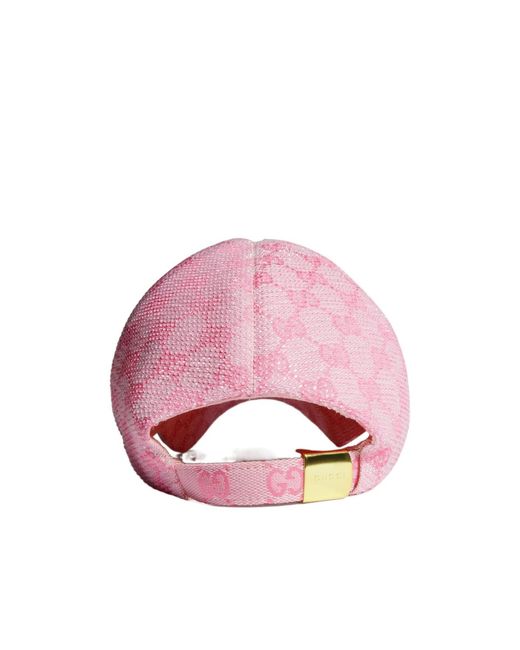 Gucci Pink Embroidered Gg Canvas Baseball Hat