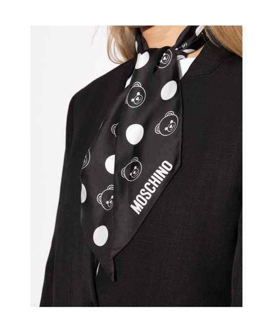 Moschino Black Polka Dot Teddy Logo Scarf for men