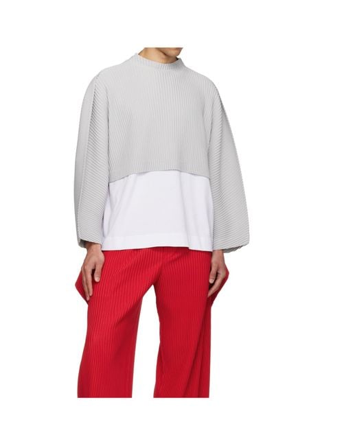 Homme Plissé Issey Miyake White Pleated Top for men