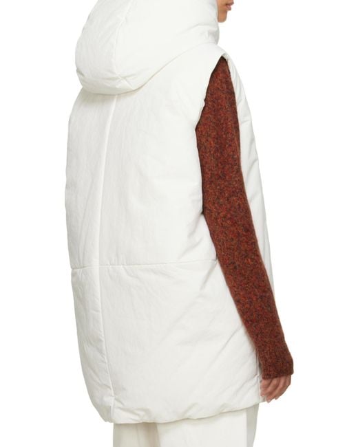Jil Sander White Zippered Hooded Down Vest