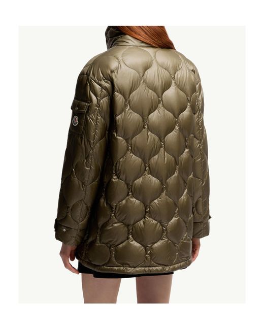 Moncler Green Lombi Hooded Mid Length Down Jacket