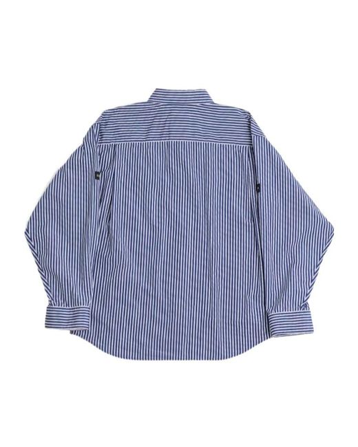 Balenciaga Blue Button-Up Striped Shirt for men