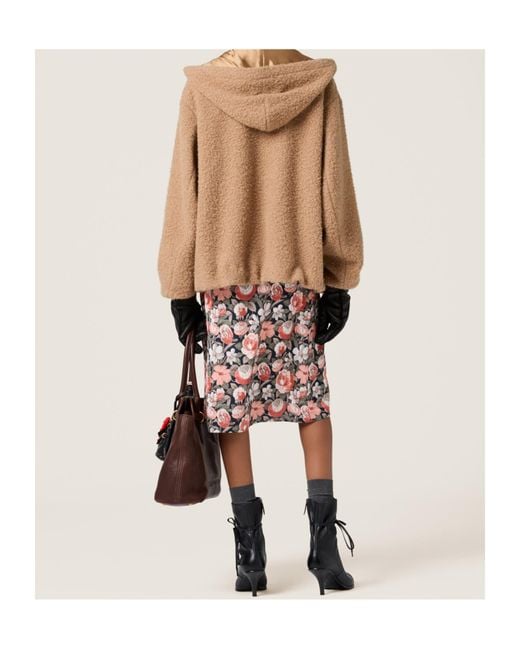 Miu Miu Brown Pile Hoodie Jacket