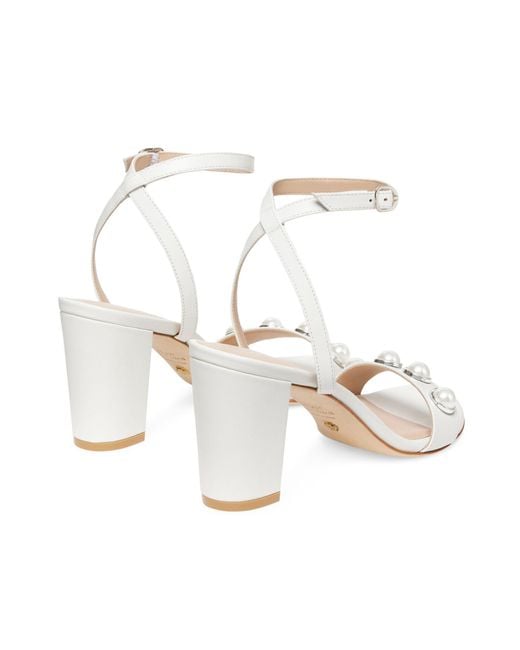 Stuart Weitzman White Nearlybare Portia High Heel Sandals With Thick Heels