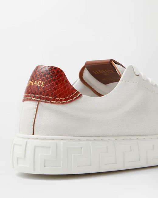 Versace White Greca Lace-Up Sneakers