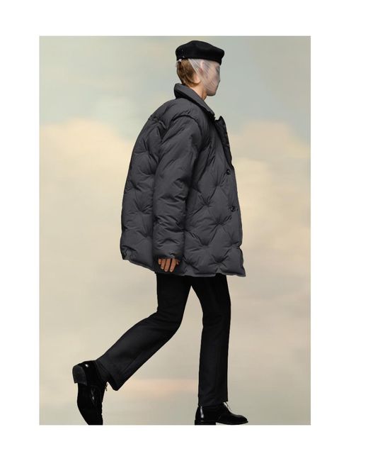 Maison Margiela Black Four-Stitch Detailed Padded Coat for men