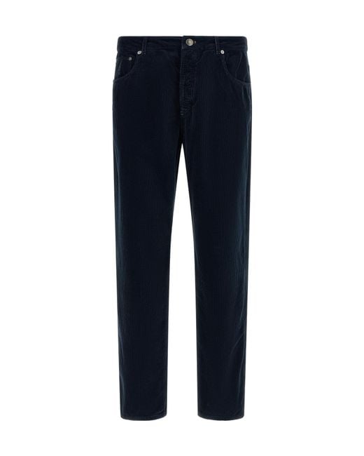 Brunello Cucinelli Blue Corduroy Pants for men