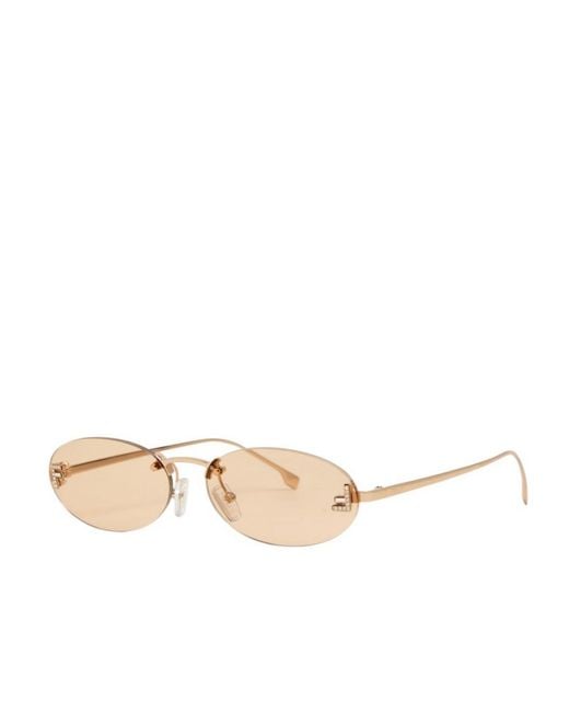 Fendi Natural Narrow Oval-Frame Sunglasses
