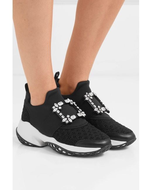 Roger Vivier Black Viv' Run Buckle Sneakers