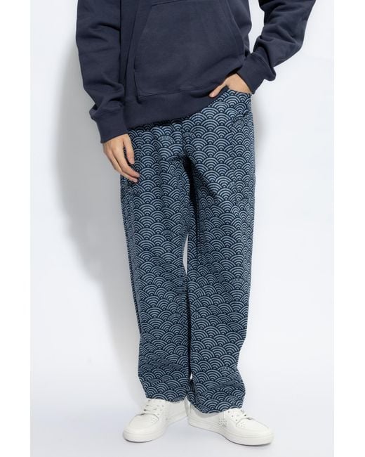 KENZO Blue All-Over Patterned Wide-Leg Jeans for men