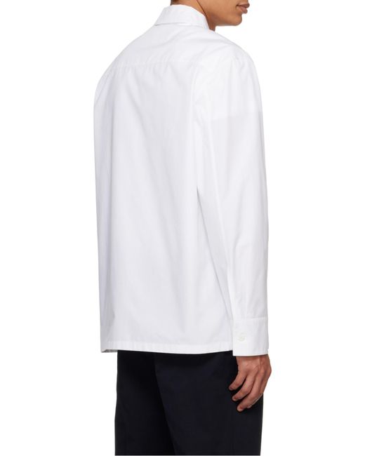 Jil Sander White Long Sleeved Zip-Up Shirt for men