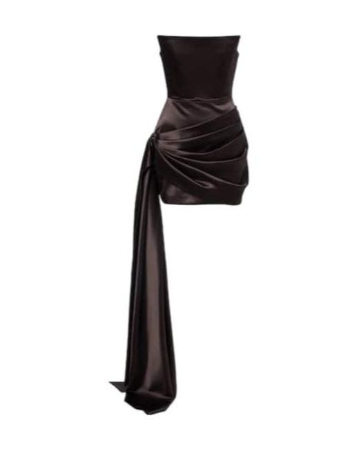 Alex Perry Black Draped Satin Bustier Dress