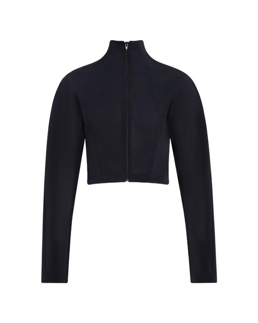 Alaïa Blue Alaïa High Neck Cropped Jacket
