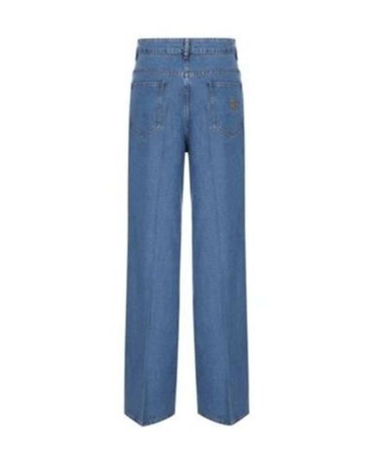 Miu Miu Blue Logo-Embroidered Straight-Leg Denim Jeans