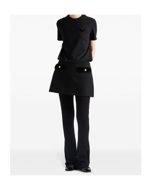 Prada Black Logo Detailed Crewneck T-Shirt