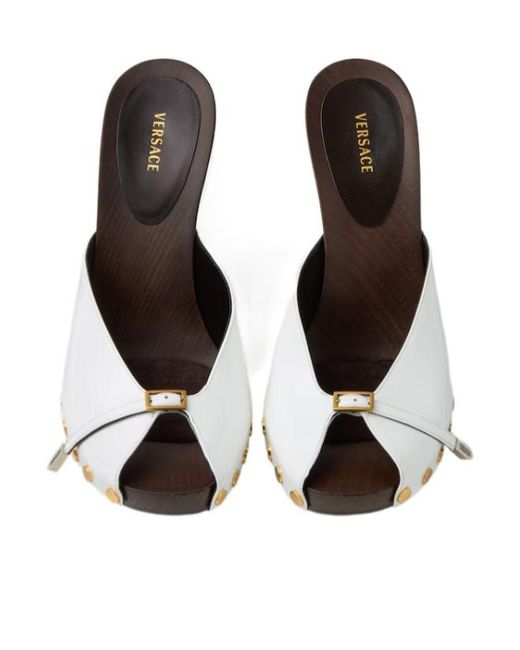 Versace White Sassi Clogs
