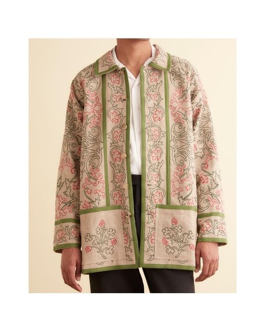 Bode Brown Embroidered Casual Jacket for men