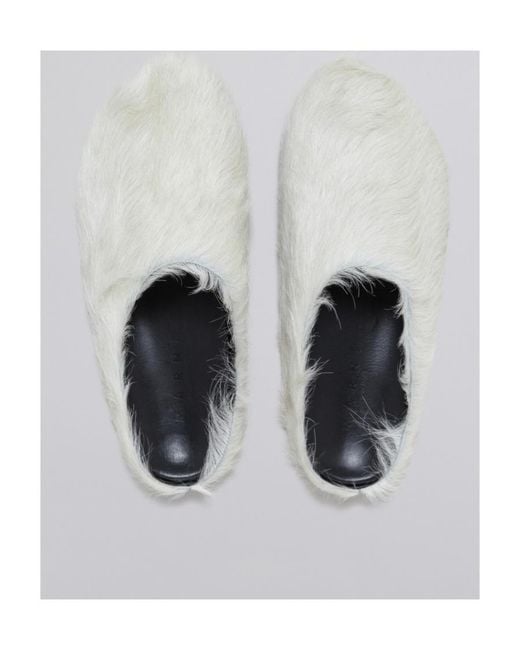 Marni White Round Toe Slip-On Slippers for men